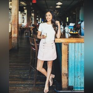 Lauren James Double Button Pink Tweed Skirt